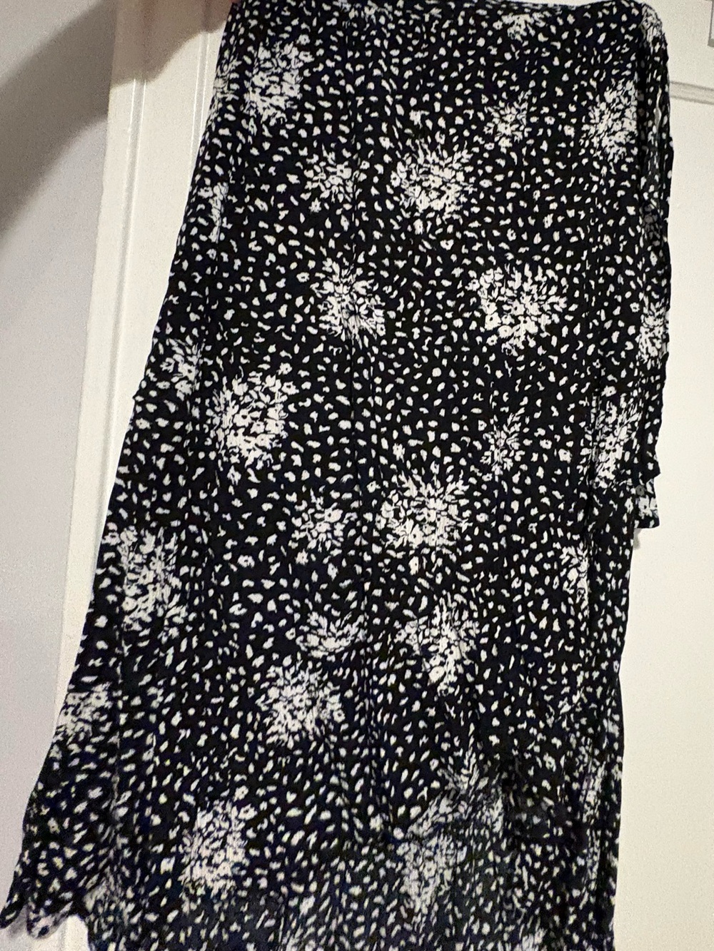 Knox Rose Black and White Midi Skirt with Floral Dot Print